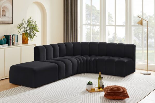 Arc 127" Velvet Upholstered 5pc. Modular Sectional