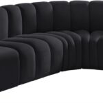 Arc 127" Velvet Upholstered 5pc. Modular Sectional