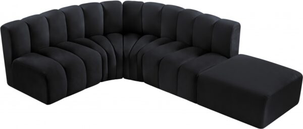 Arc 127" Velvet Upholstered 5pc. Modular Sectional