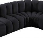 Arc 127" Velvet Upholstered 5pc. Modular Sectional