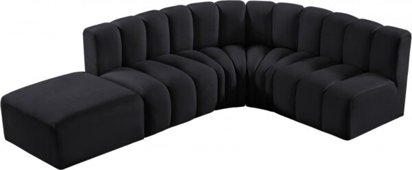 Arc 127" Velvet Upholstered 5pc. Modular Sectional