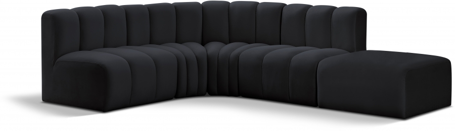 Arc 127" Velvet Upholstered 5pc. Modular Sectional
