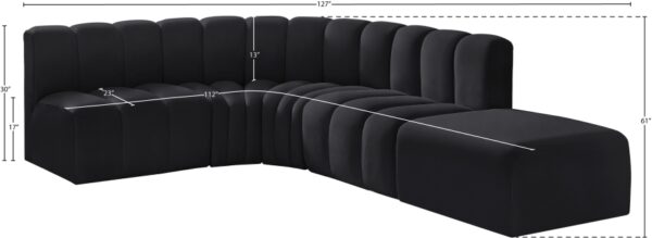 Arc 127" Velvet Upholstered 5pc. Modular Sectional