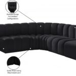 Arc 127" Velvet Upholstered 5pc. Modular Sectional