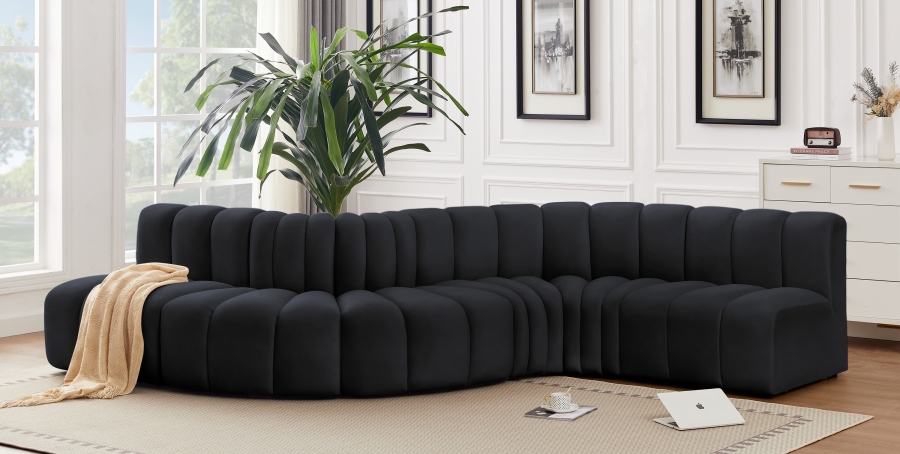 Arc 145" Velvet Upholstered 6pc. Modular Sectional