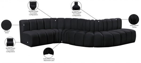 Arc 145" Velvet Upholstered 6pc. Modular Sectional