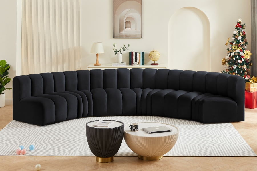 Arc 151" Velvet Upholstered 6pc. Modular Sectional