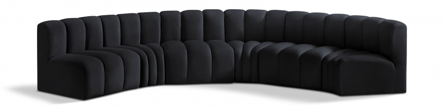 Arc 151" Velvet Upholstered 6pc. Modular Sectional