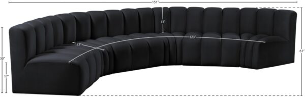 Arc 151" Velvet Upholstered 6pc. Modular Sectional