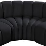 Arc 146" Velvet Upholstered 6pc. Modular Sectional
