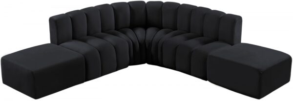 Arc 146" Velvet Upholstered 6pc. Modular Sectional