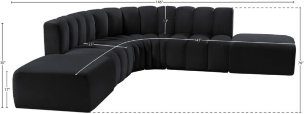 Arc 146" Velvet Upholstered 6pc. Modular Sectional