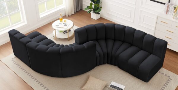 Arc 145" Velvet Upholstered 6pc. Modular Sectional