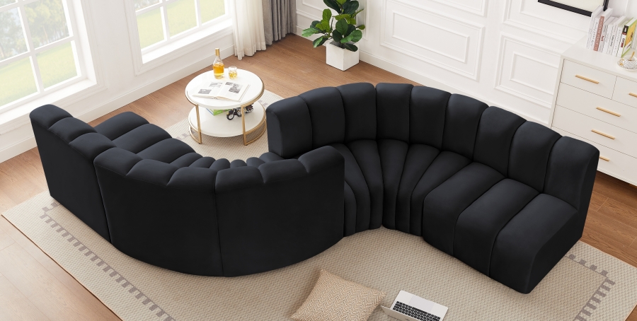 Arc 145" Velvet Upholstered 6pc. Modular Sectional