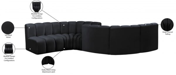 Arc 145" Velvet Upholstered 6pc. Modular Sectional