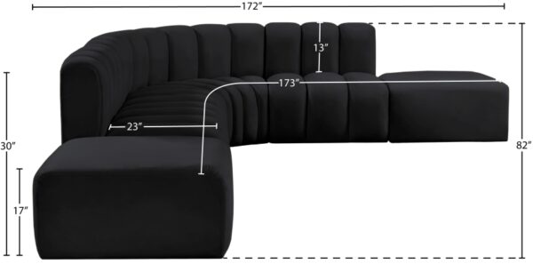 Arc 172" Velvet Upholstered 7pc. Modular Sectional