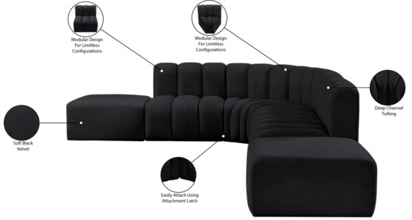 Arc 172" Velvet Upholstered 7pc. Modular Sectional