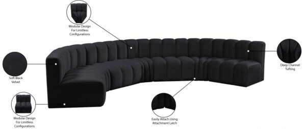Arc 162" Velvet Upholstered 7pc. Modular Sectional