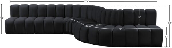 Arc 170" Velvet Upholstered 7pc. Modular Sectional