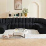 Arc 150" Velvet Upholstered 8pc. Modular Sectional