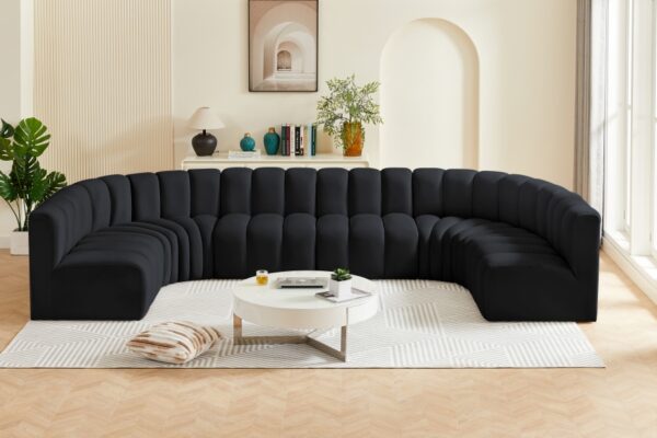 Arc 150" Velvet Upholstered 8pc. Modular Sectional