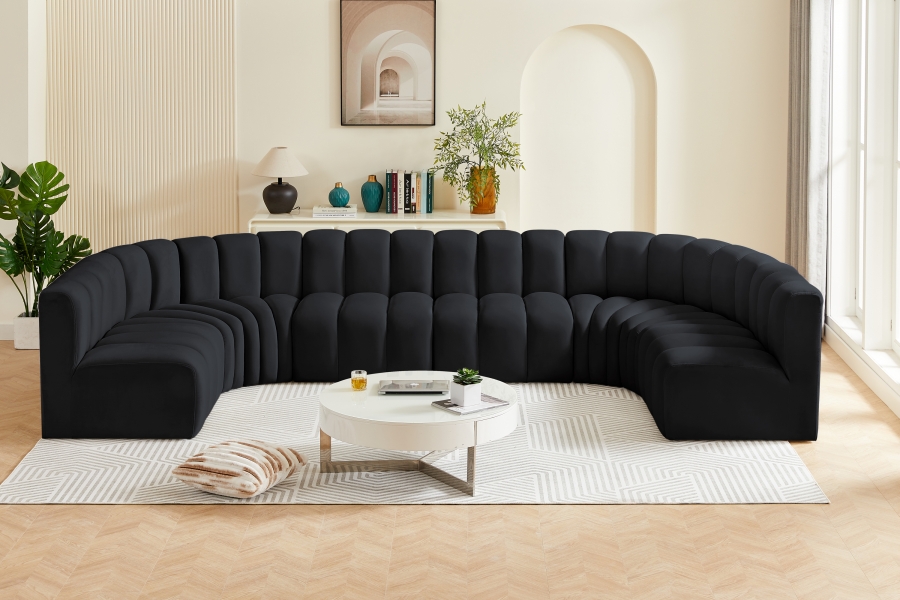 Arc 150" Velvet Upholstered 8pc. Modular Sectional