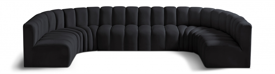 Arc 150" Velvet Upholstered 8pc. Modular Sectional