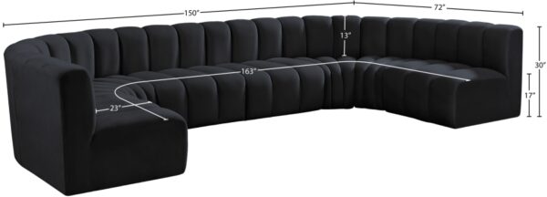 Arc 150" Velvet Upholstered 8pc. Modular Sectional