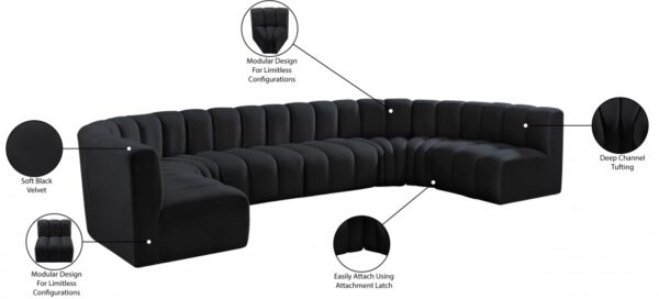 Arc 150" Velvet Upholstered 8pc. Modular Sectional