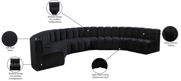 Arc 162" Velvet Upholstered 8pc. Modular Sectional