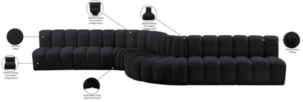 Arc 197" Velvet Upholstered 8pc. Modular Sectional
