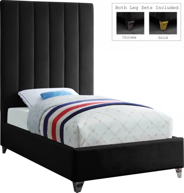 Via Velvet Upholstered Twin Bed