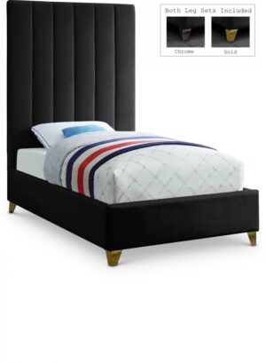 Via Velvet Upholstered Twin Bed