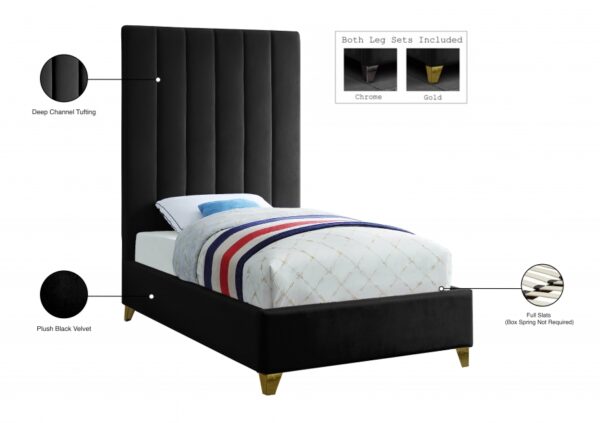 Via Velvet Upholstered Twin Bed