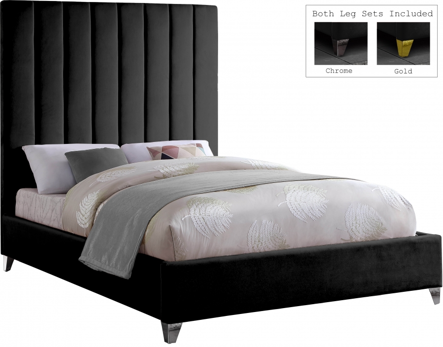 Via Velvet Upholstered Bed