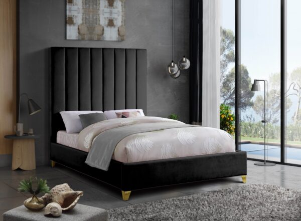 Via Velvet Upholstered Bed