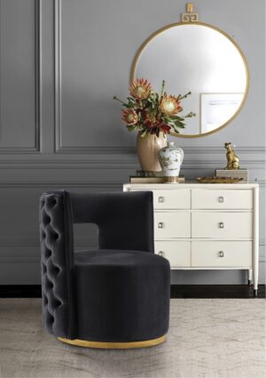 Theo Velvet Upholstered Swivel Accent Chair