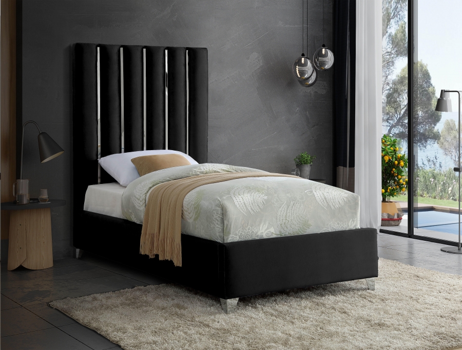 Enzo Velvet Upholstered Bed