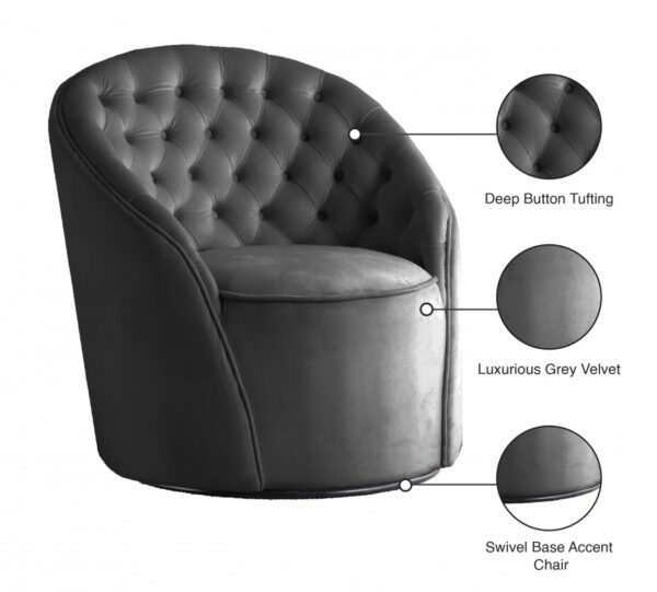 Alessio Velvet Upholstered Swivel Accent Chair