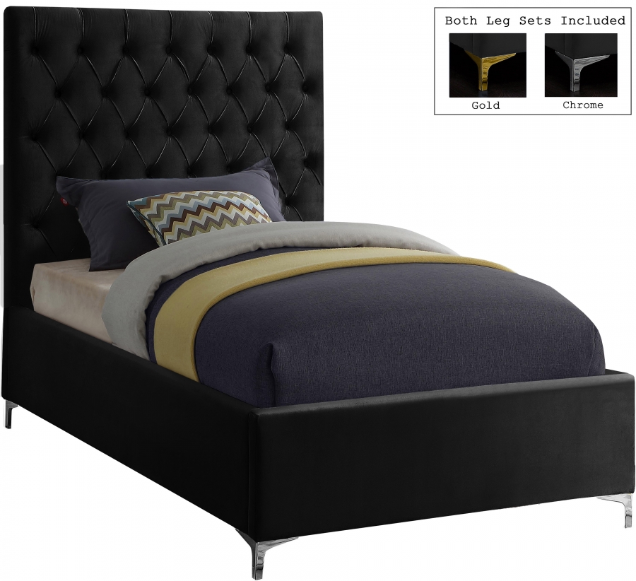Cruz Velvet Upholstered Twin Bed