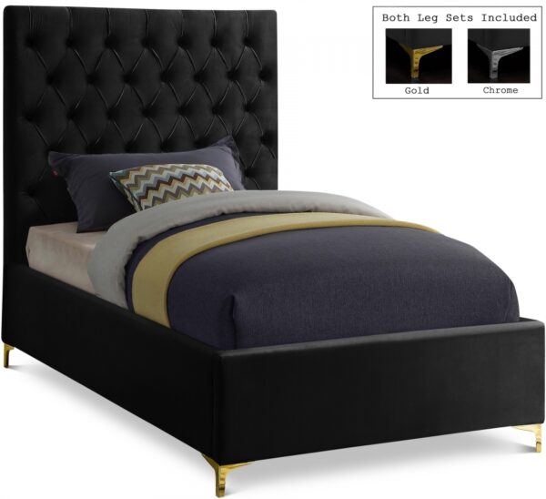 Cruz Velvet Upholstered Twin Bed