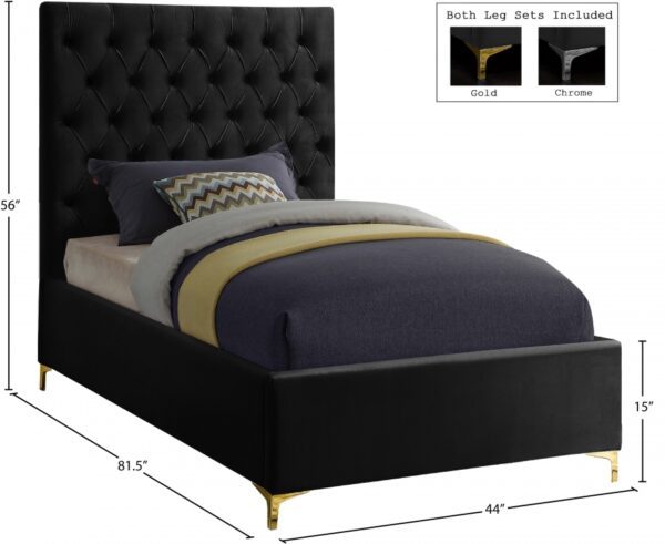 Cruz Velvet Upholstered Twin Bed