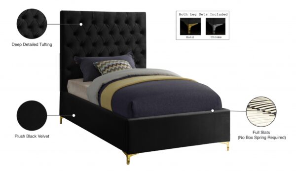 Cruz Velvet Upholstered Twin Bed