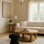 Drum Faux Shearling Teddy Fabric Upholstered Ottoman