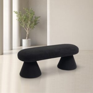 Drum Faux Shearling Teddy Fabric Upholstered Bench