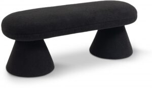 Drum Faux Shearling Teddy Fabric Upholstered Bench