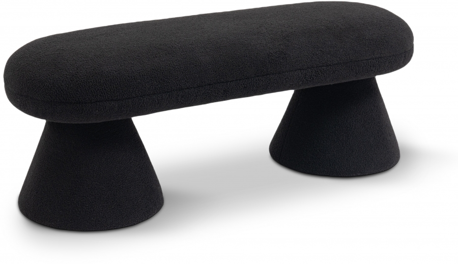 Drum Faux Shearling Teddy Fabric Upholstered Bench