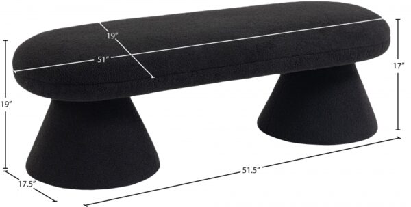 Drum Faux Shearling Teddy Fabric Upholstered Bench