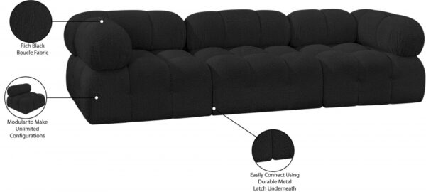 Ames 102" Boucle Fabric Upholstered 3pc. Modular Sofa