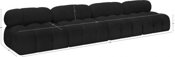 Ames 136" Boucle Fabric Upholstered 4pc. Armless Modular Sofa